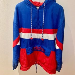 Large Mens Adidas Red, White, and Blue Vintage Jacket